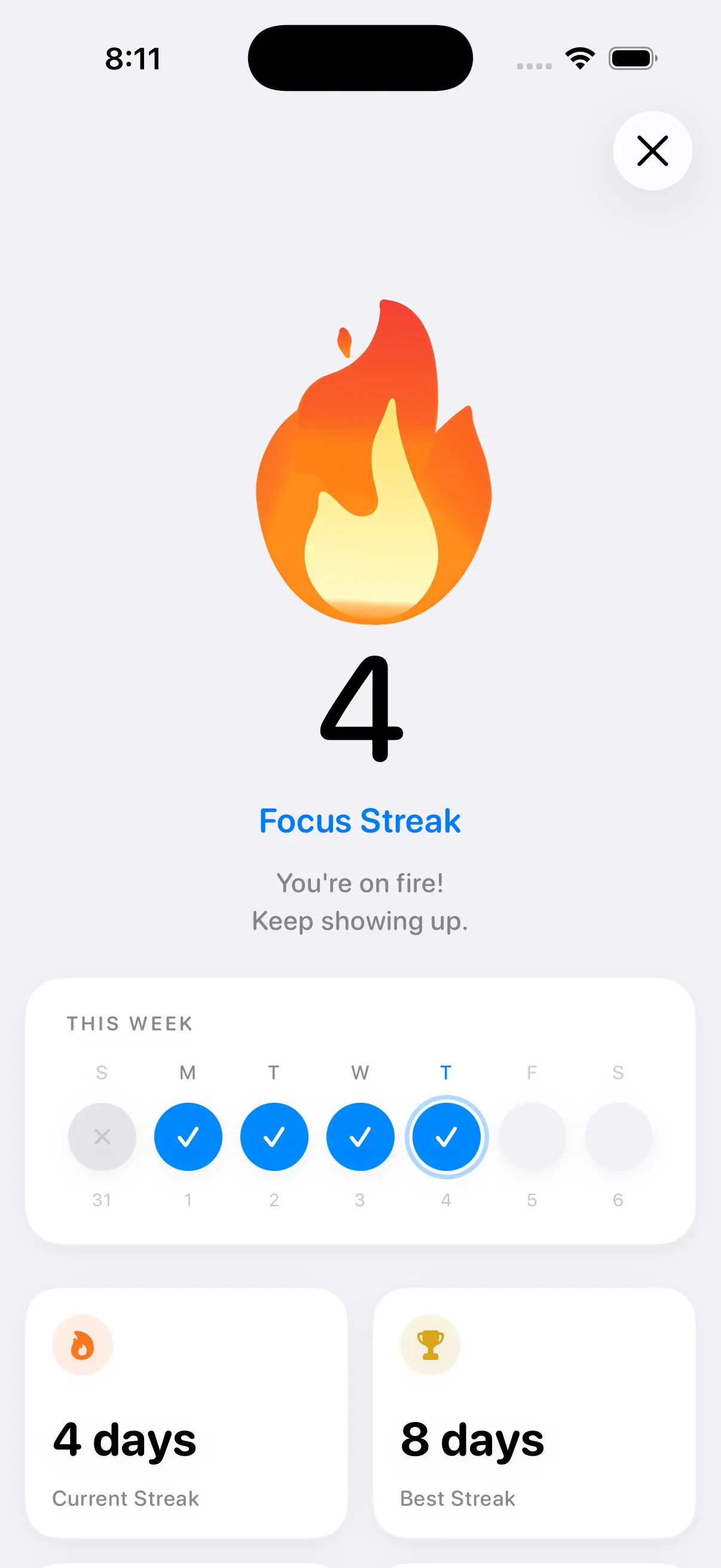 Deeply app: Focus streak