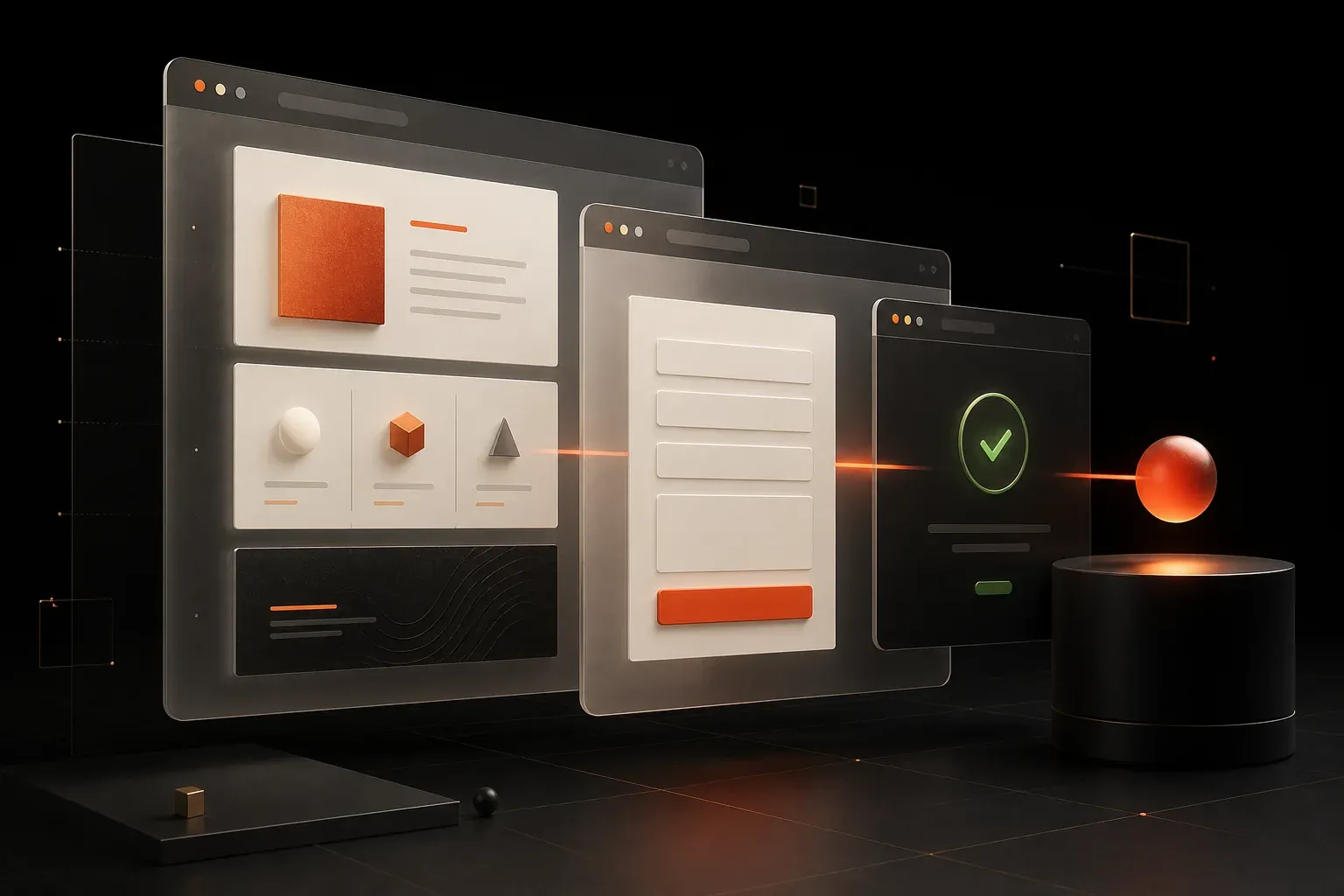 A visual journey from a clear website interface to a completed customer enquiry