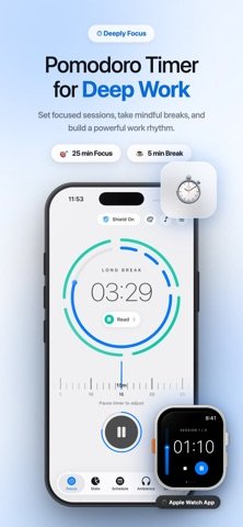 Deeply focus timer screen on iPhone